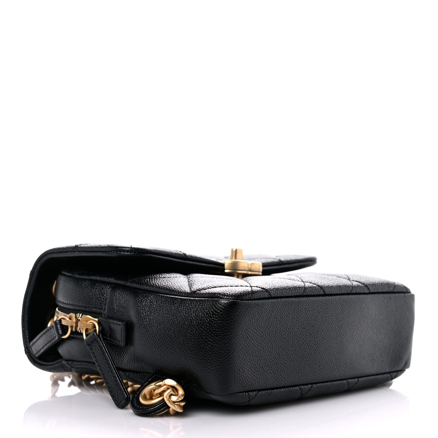 Shiny Caviar Quilted Chain Melody Backpack Black