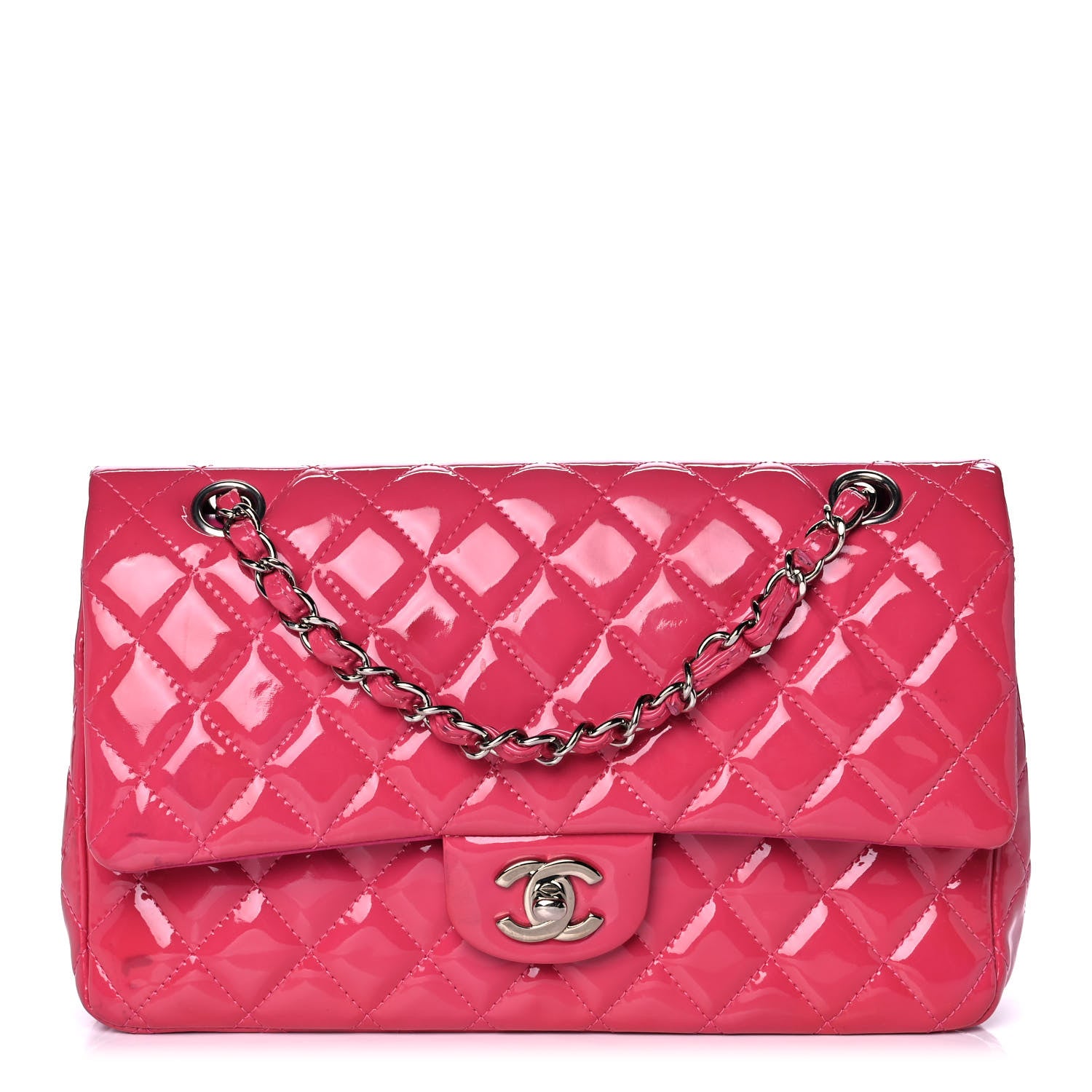 Chanel Patent Quilted Medium Double Flap Fuchsia 1 of 11