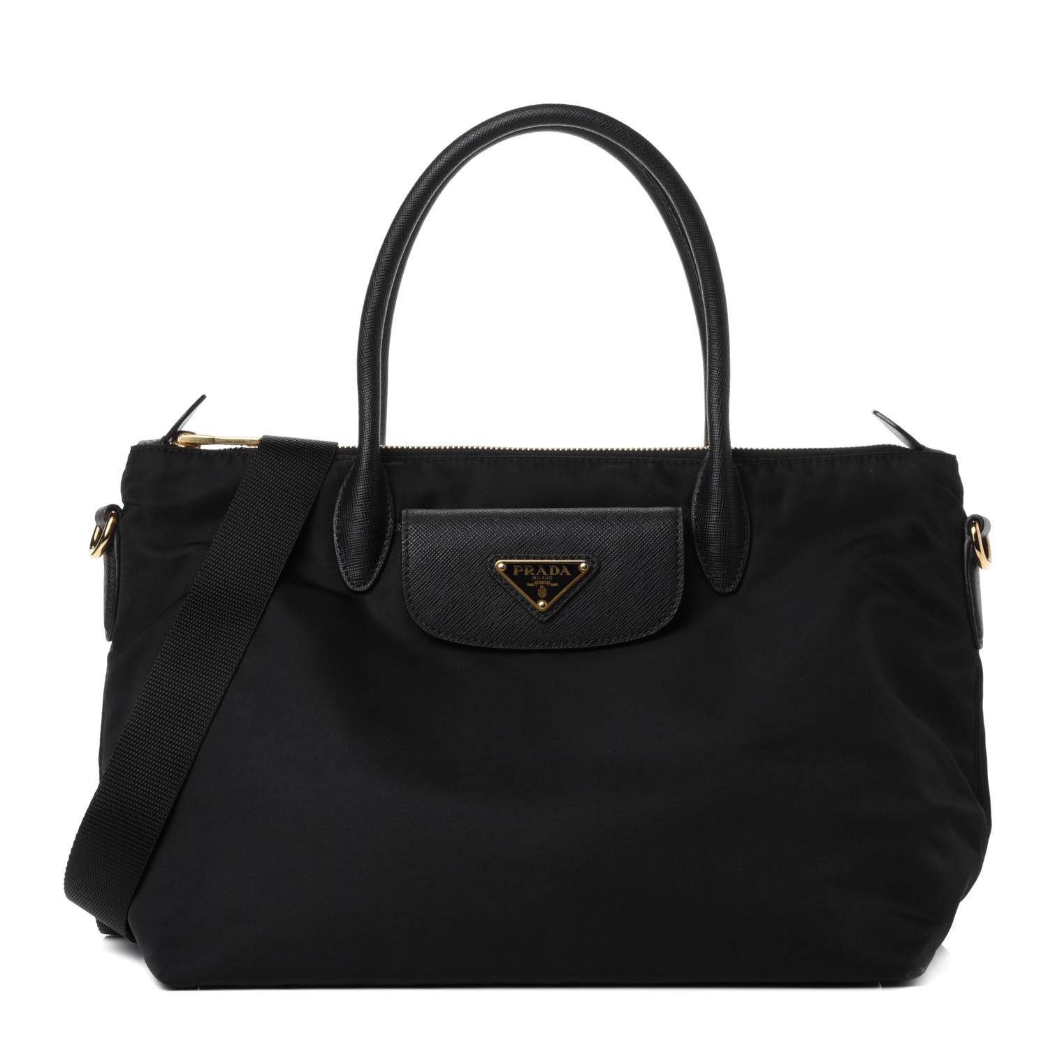 Prada Tessuto Nylon Saffiano Tote Black 1 of 4