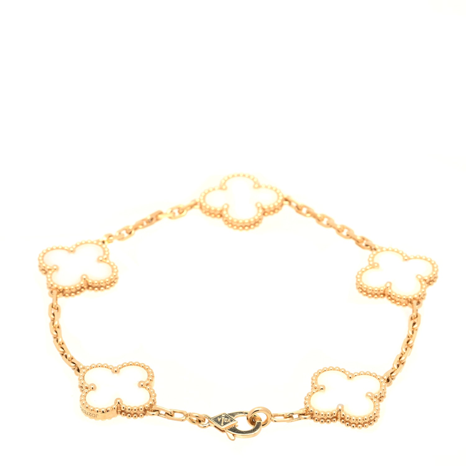 Van Cleef & Arpels 18K Yellow Gold Mother of Pearl 5 Motifs Vintage Alhambra Bracelet 2 of 6