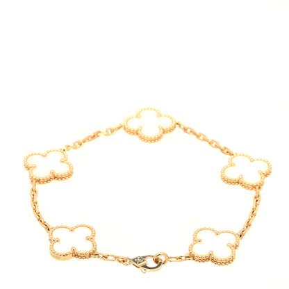 Van Cleef & Arpels 18K Yellow Gold Mother of Pearl 5 Motifs Vintage Alhambra Bracelet 2 of 6