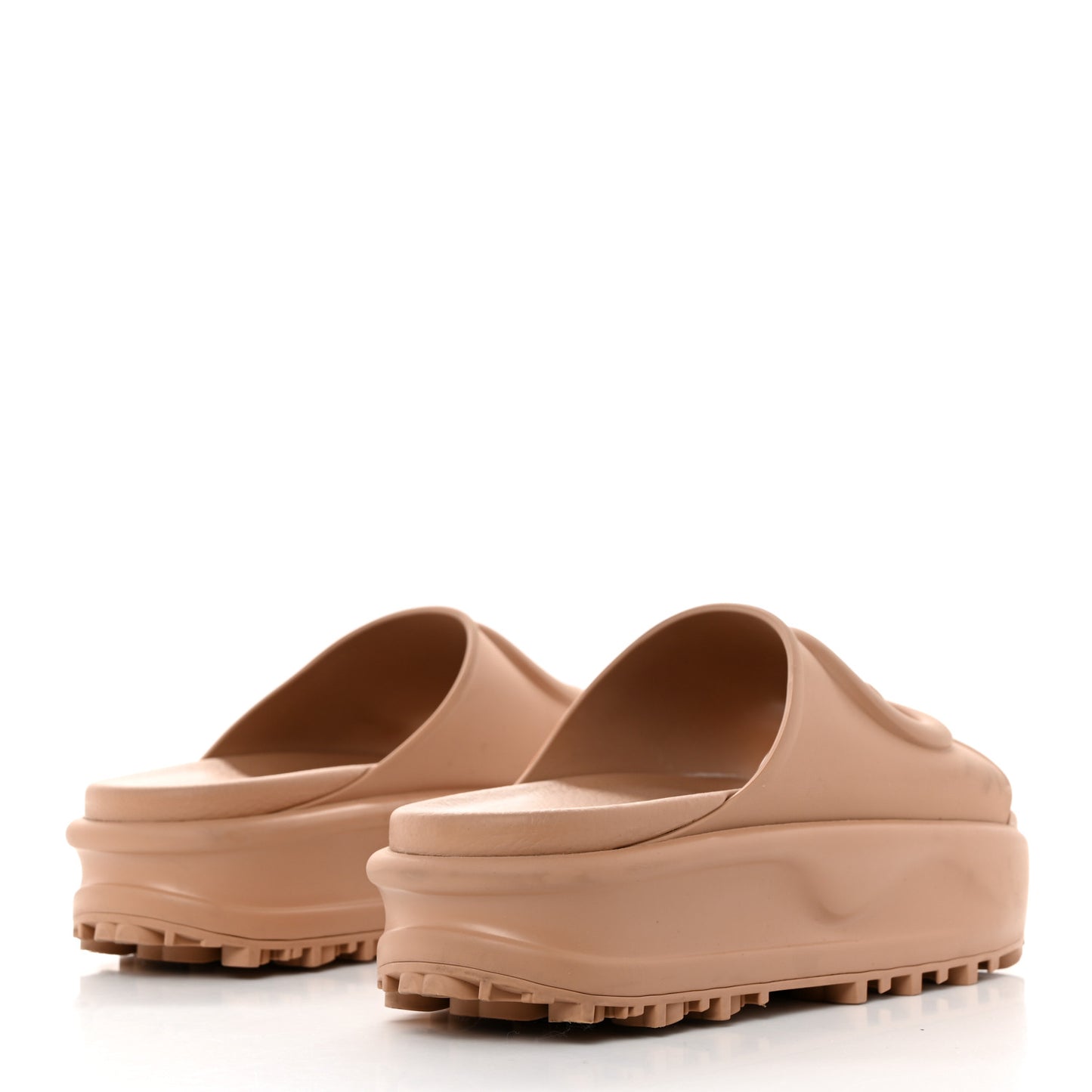 Soft Rubber Womens Interlocking G Platform 42mm Slide Sandals 38 Vintage Camel
