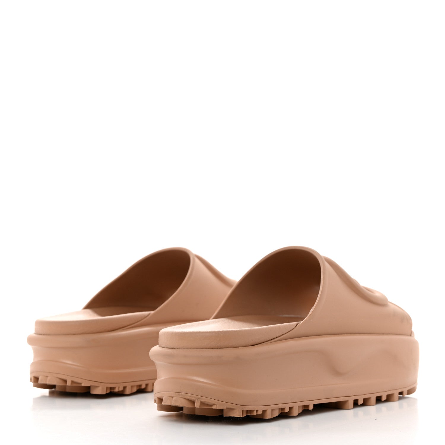 Gucci Soft Rubber Womens Interlocking G Platform 42mm Slide Sandals 38 Vintage Camel 4 of 10