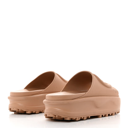 Gucci Soft Rubber Womens Interlocking G Platform 42mm Slide Sandals 38 Vintage Camel 4 of 10