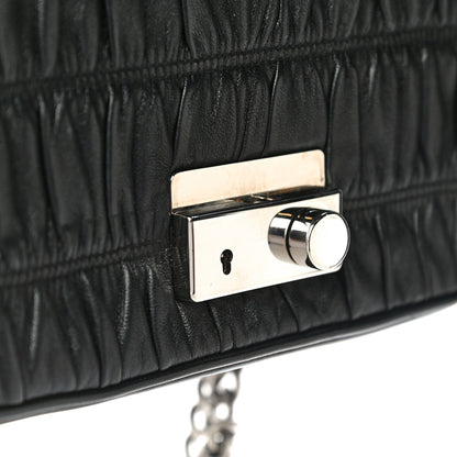 Prada Nappa Gaufre Small Sound Chain Flap Shoulder Bag Black 10 of 14