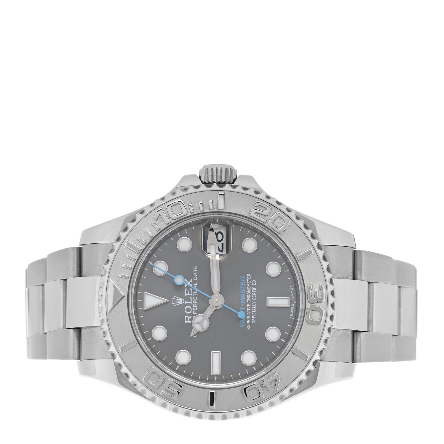 Rolex Stainless Steel Platinum 37mm Oyster Perpetual Date Yacht-Master Watch Slate 268622 2 of 5