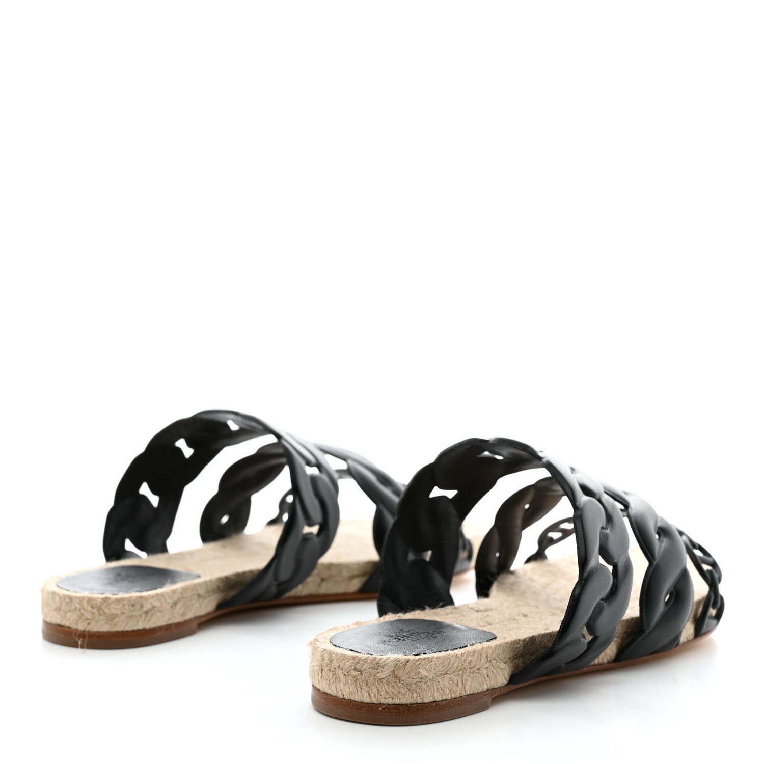 Hermes Nappa Gwen Espadrille Sandals 37 Black 4 of 7