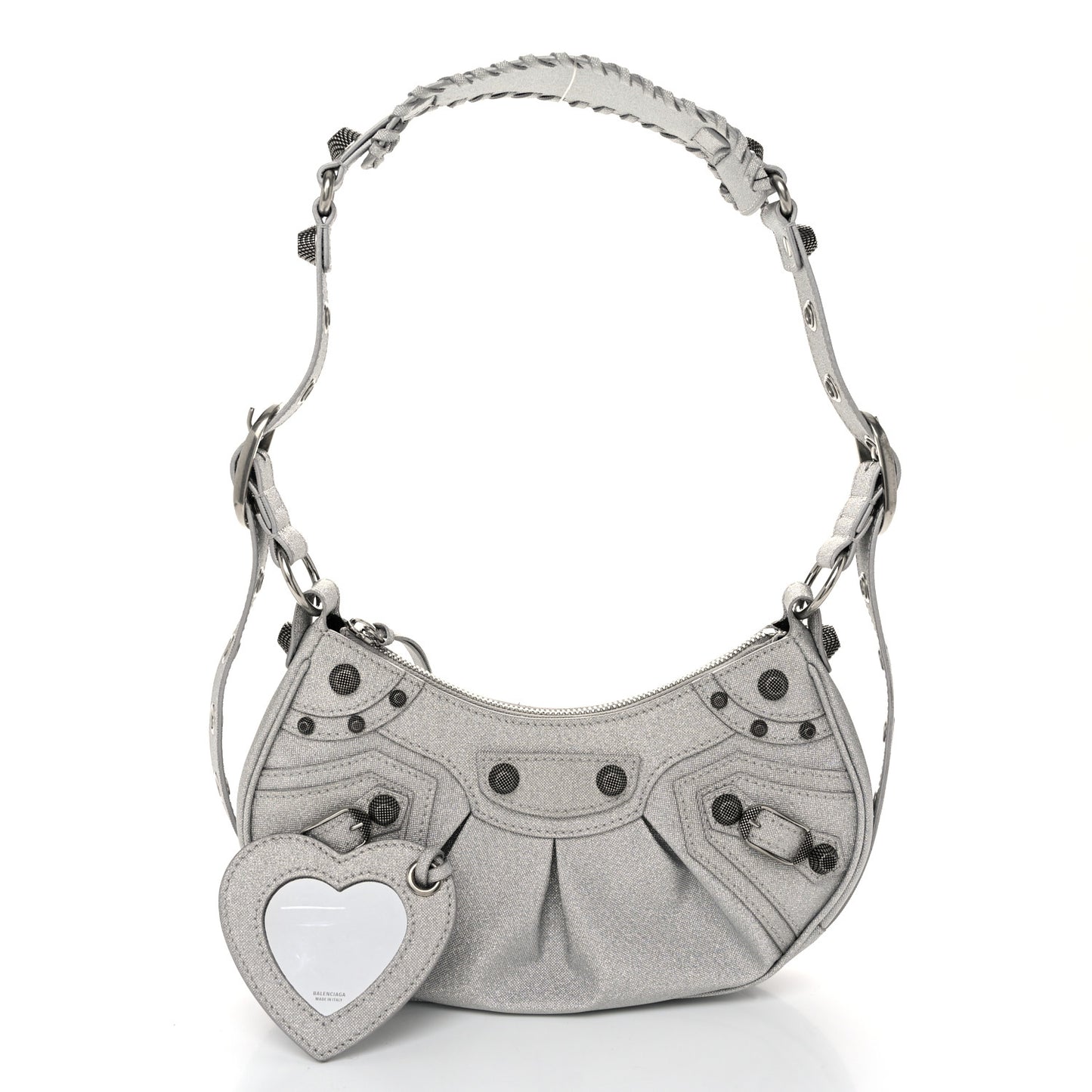 Sparkling Fabric Le Cagole Shoulder Bag XS Silver