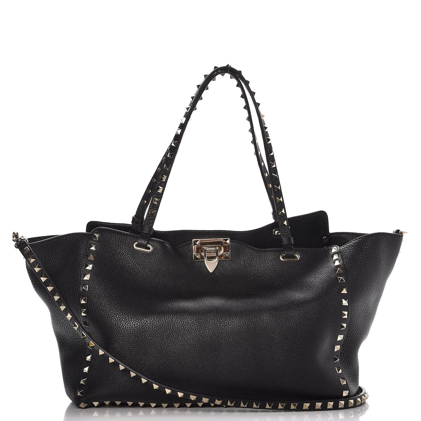 Alce Printed Calfskin Medium Rockstud Tote Black