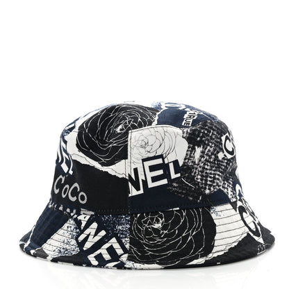 Chanel Cotton Coco Print Bucket Hat M Navy Black White 4 of 7