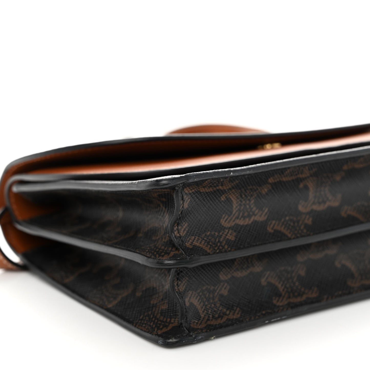 Triomphe Canvas Lambskin Wallet On Strap Tan