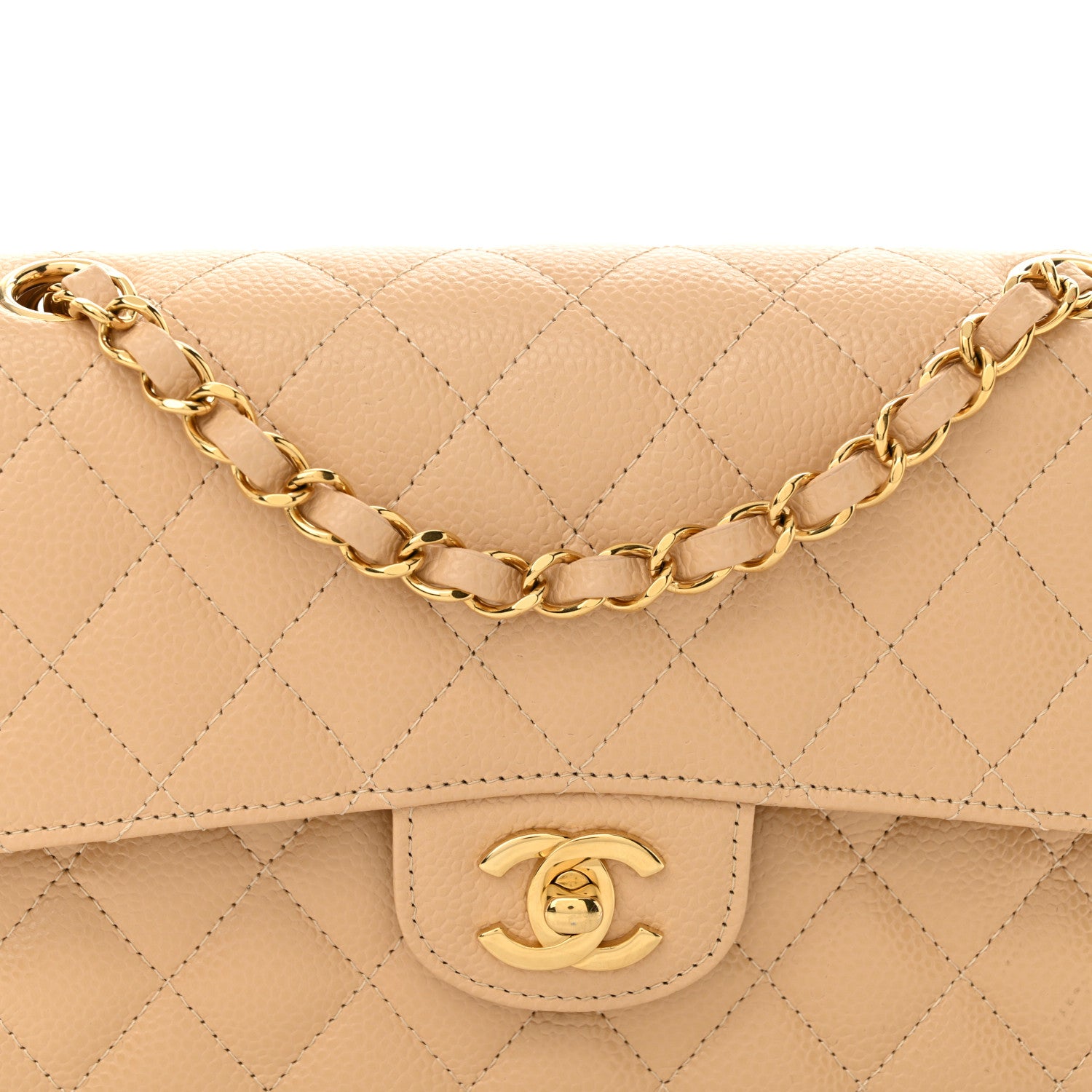 Chanel Caviar Quilted Small Double Flap Beige 8 of 10