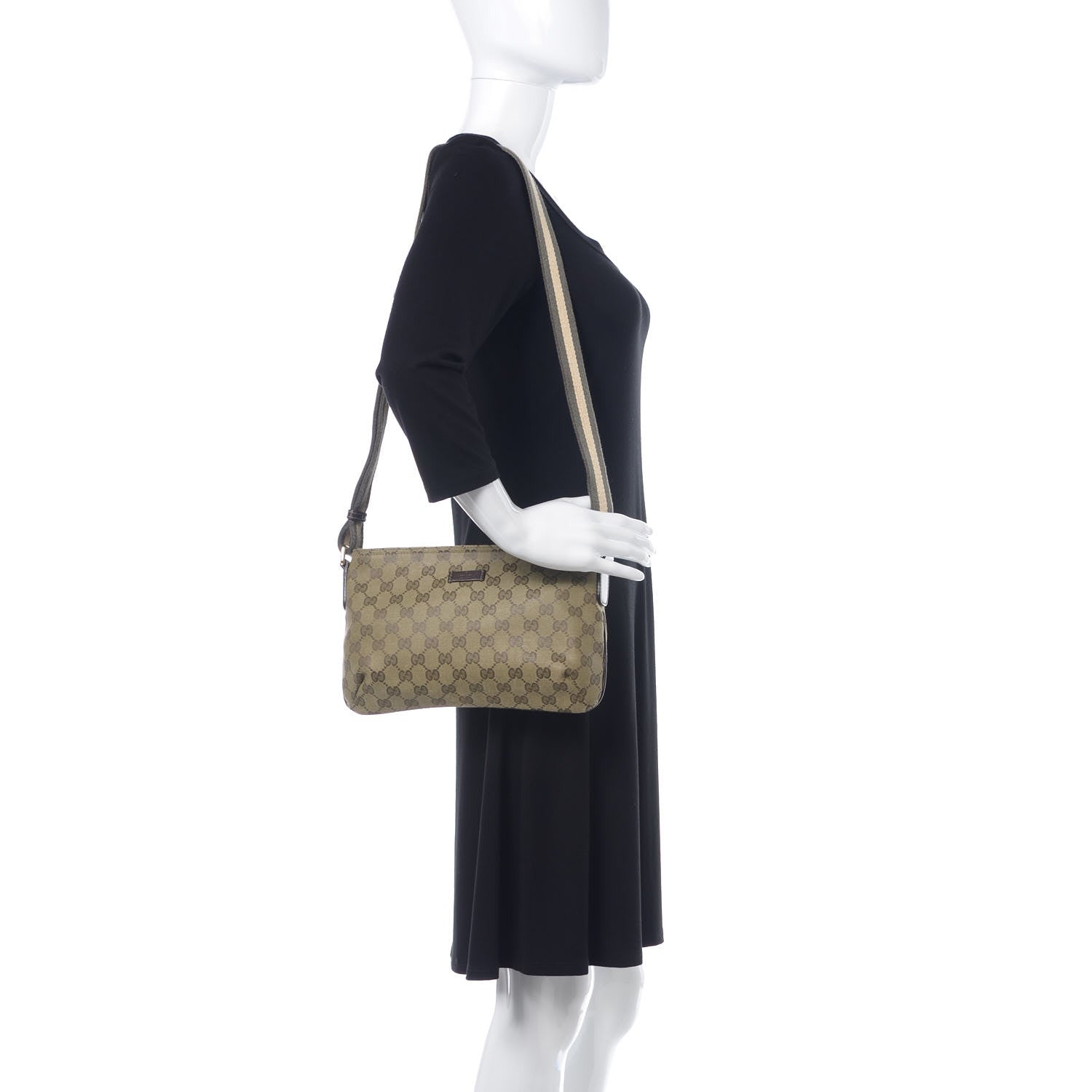 Gucci Monogram Web Small Flat Messenger Crossbody Dark Brown 2 of 10