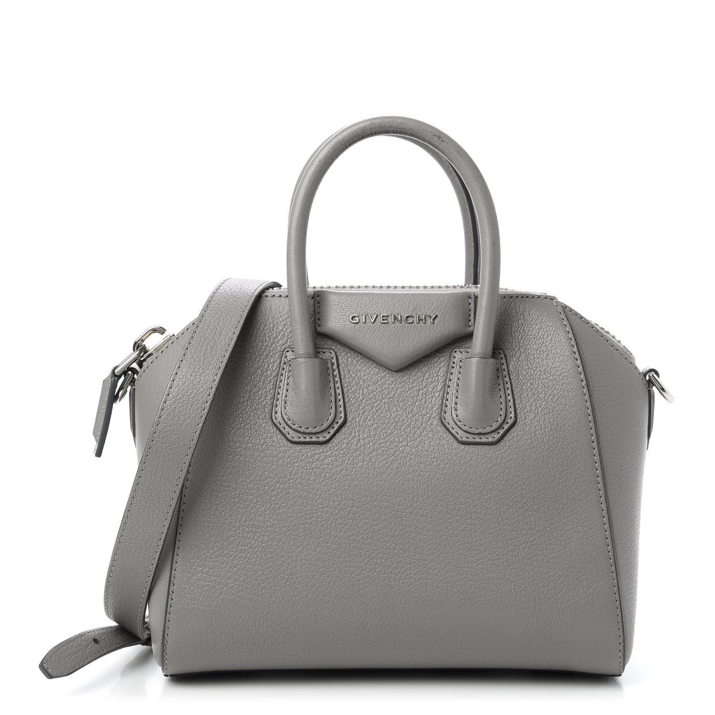 Sugar Goatskin Mini Antigona Pearl Grey