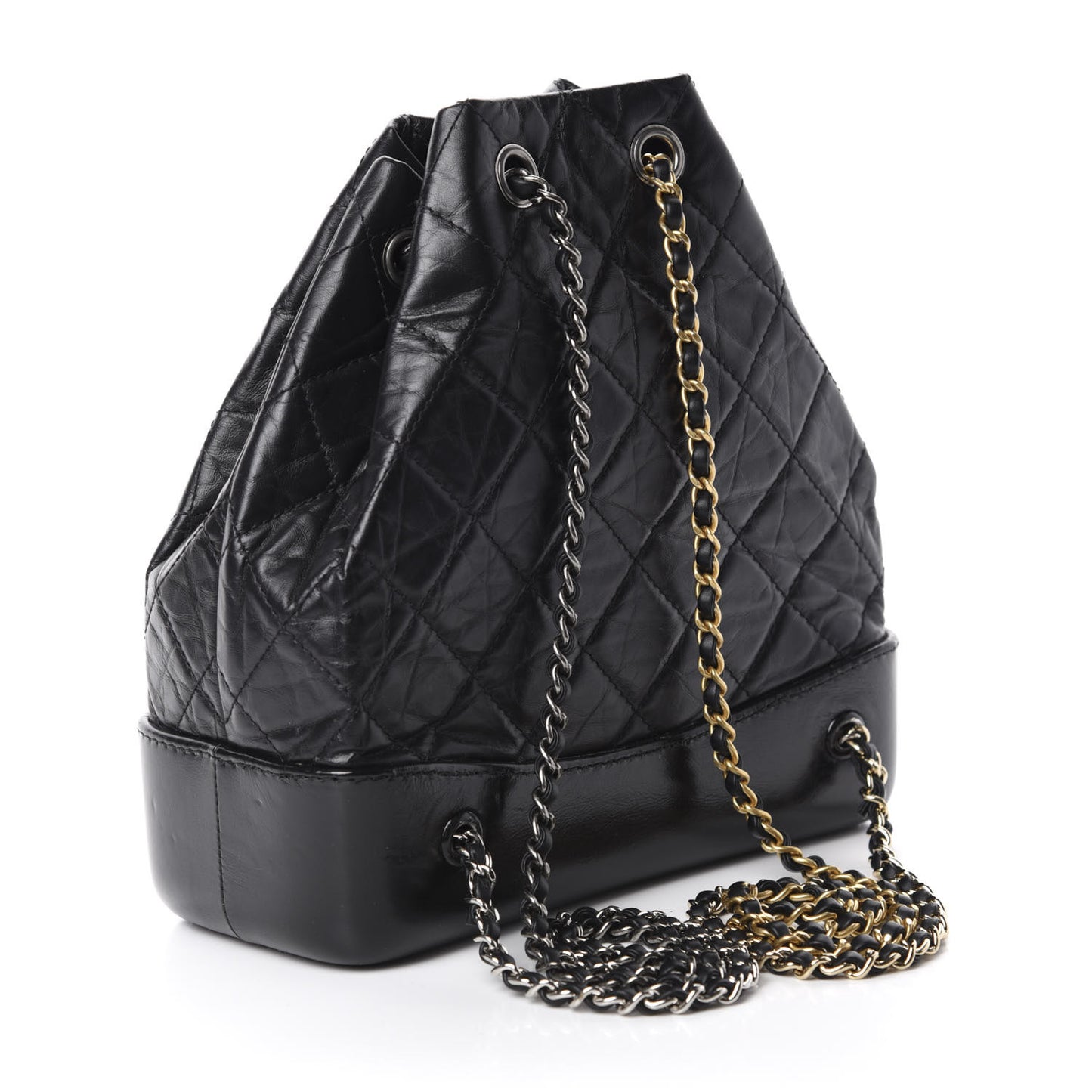 Aged Calfskin Quilted Small Gabrielle Backpack Black