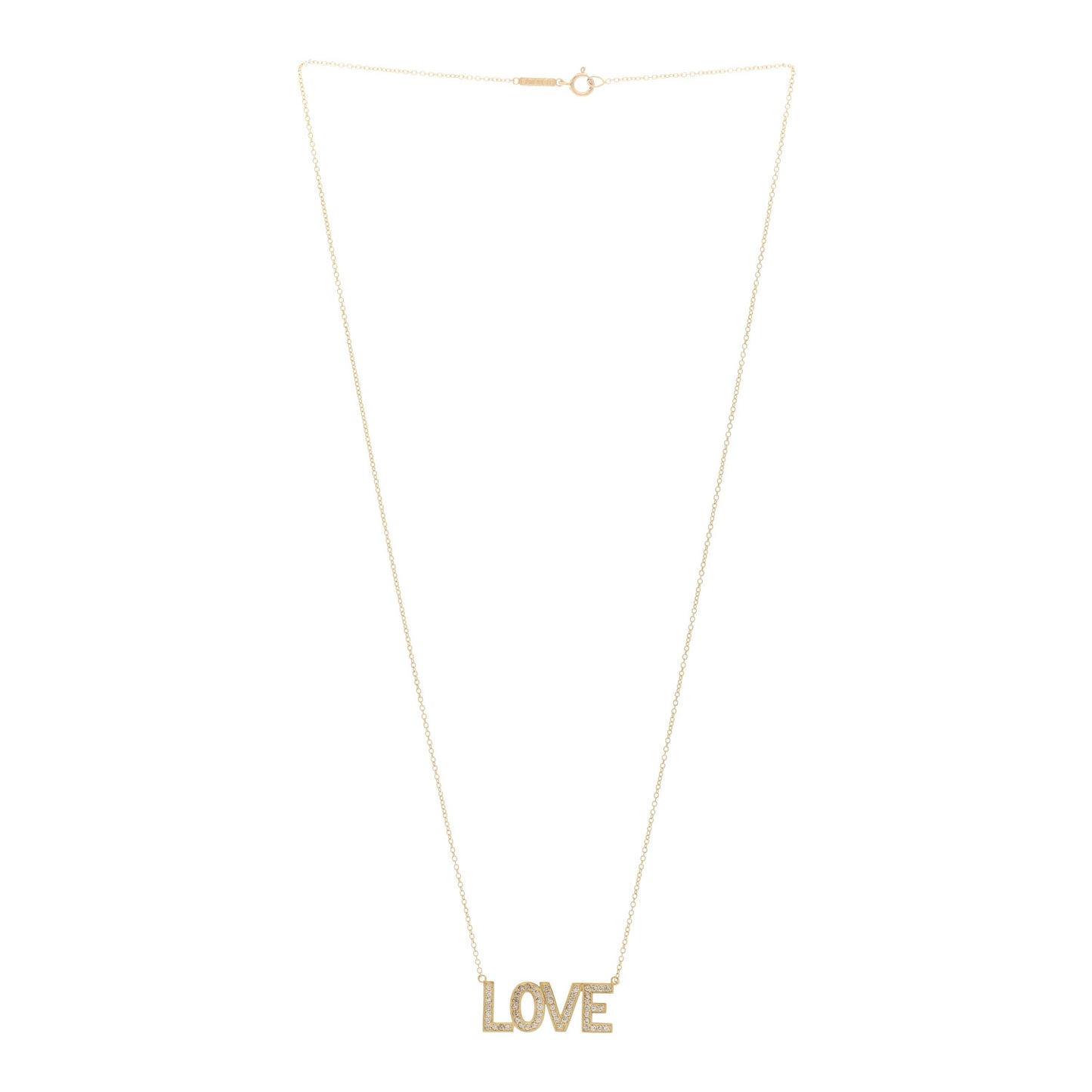 18K Yellow Gold Diamond Love Pendant Necklace