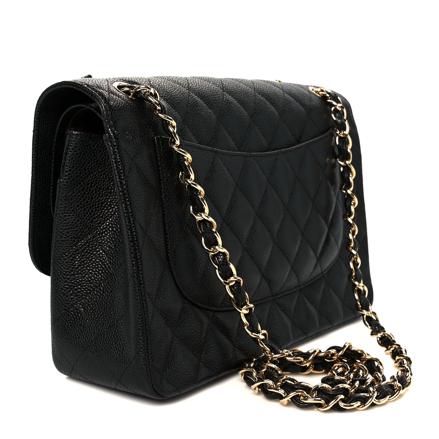 Caviar Quilted Jumbo Double Flap Black