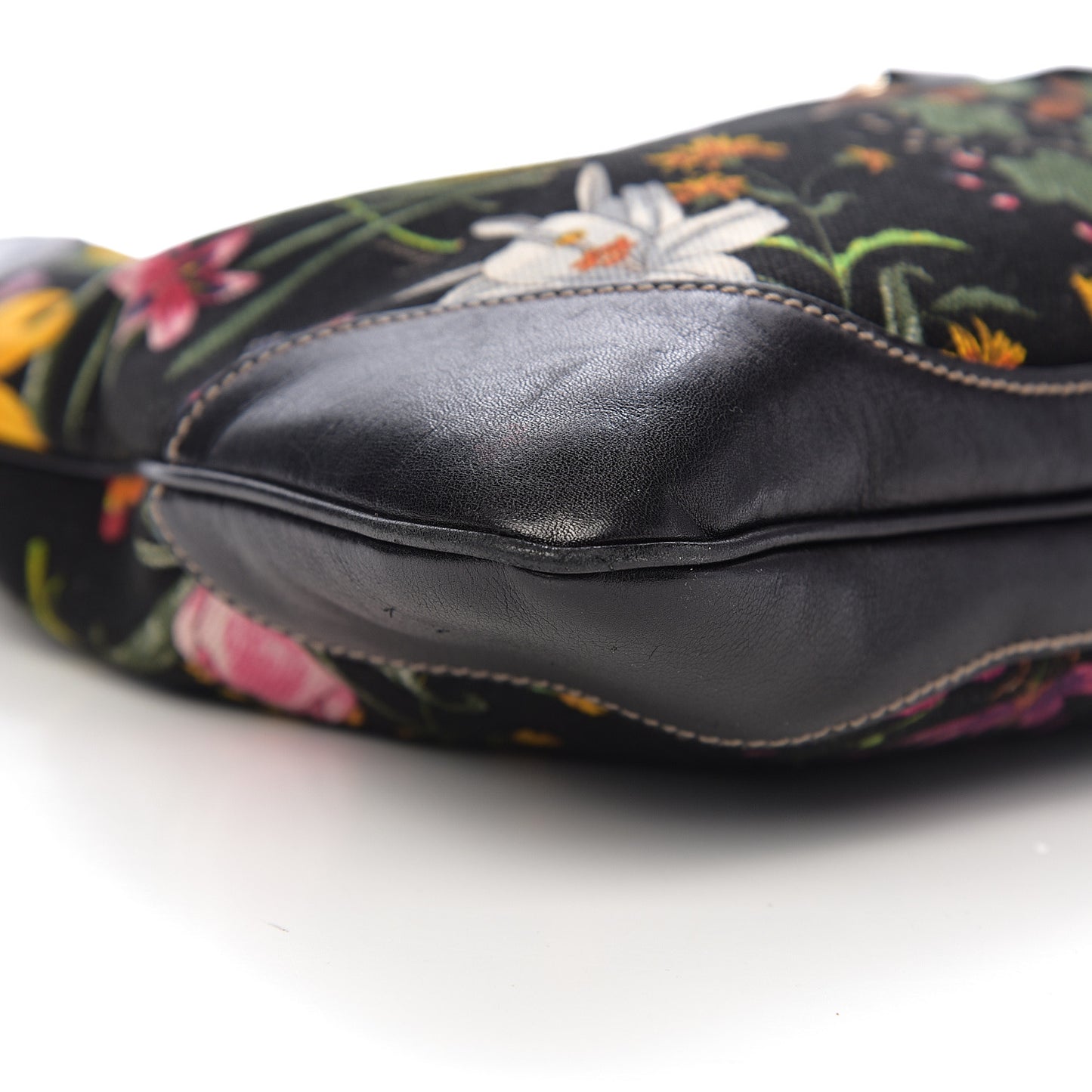 Canvas Floral Flora Medium Jackie O Bouvier Hobo Black