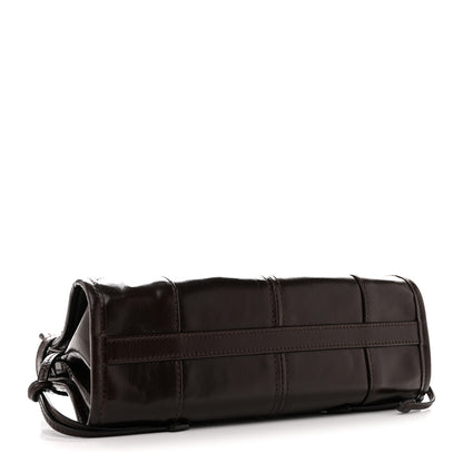 Prada Glossy Calfskin Triangle Mini Bonnie Shoulder Bag Moro 4 of 10
