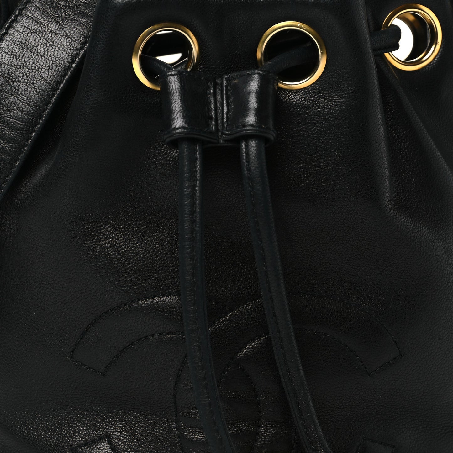 Lambskin Mini CC Drawstring Bag Black