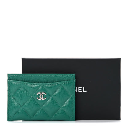 Chanel Metallic Caviar Quilted Card Holder Green 10 of 10