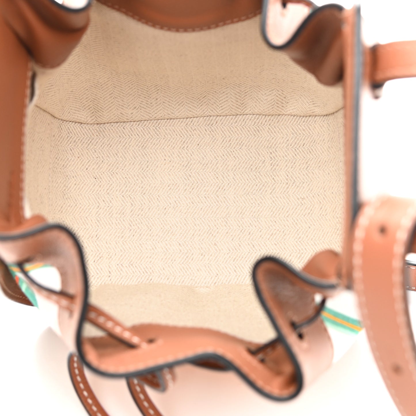 Calfskin Embroidered Floral Mini Hammock Shoulder Bag Tan White