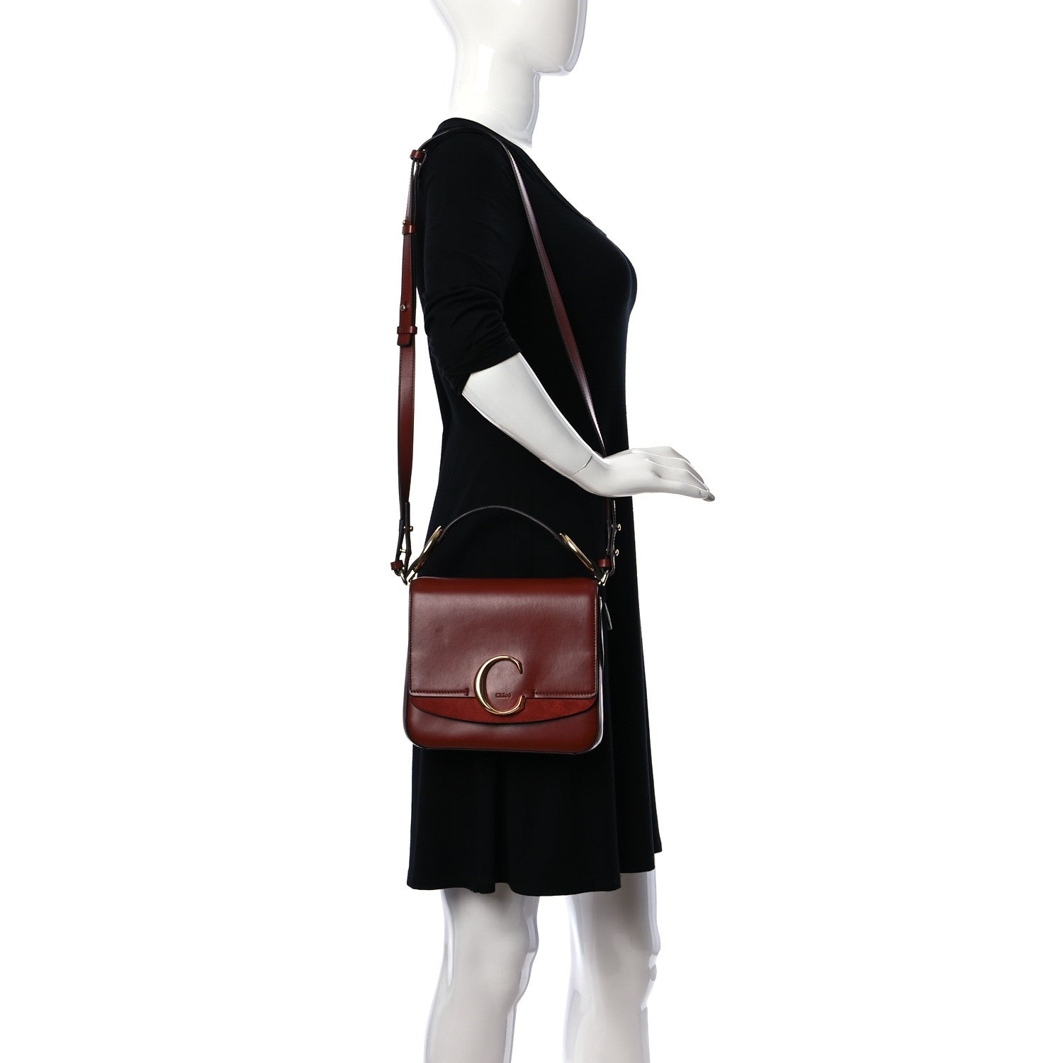 Chloe Calfskin Small C Double Carry Sepia Brown 2 of 8