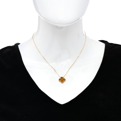Van Cleef & Arpels 18K Yellow Gold Tiger Eye Vintage Alhambra Pendant Necklace 2 of 5