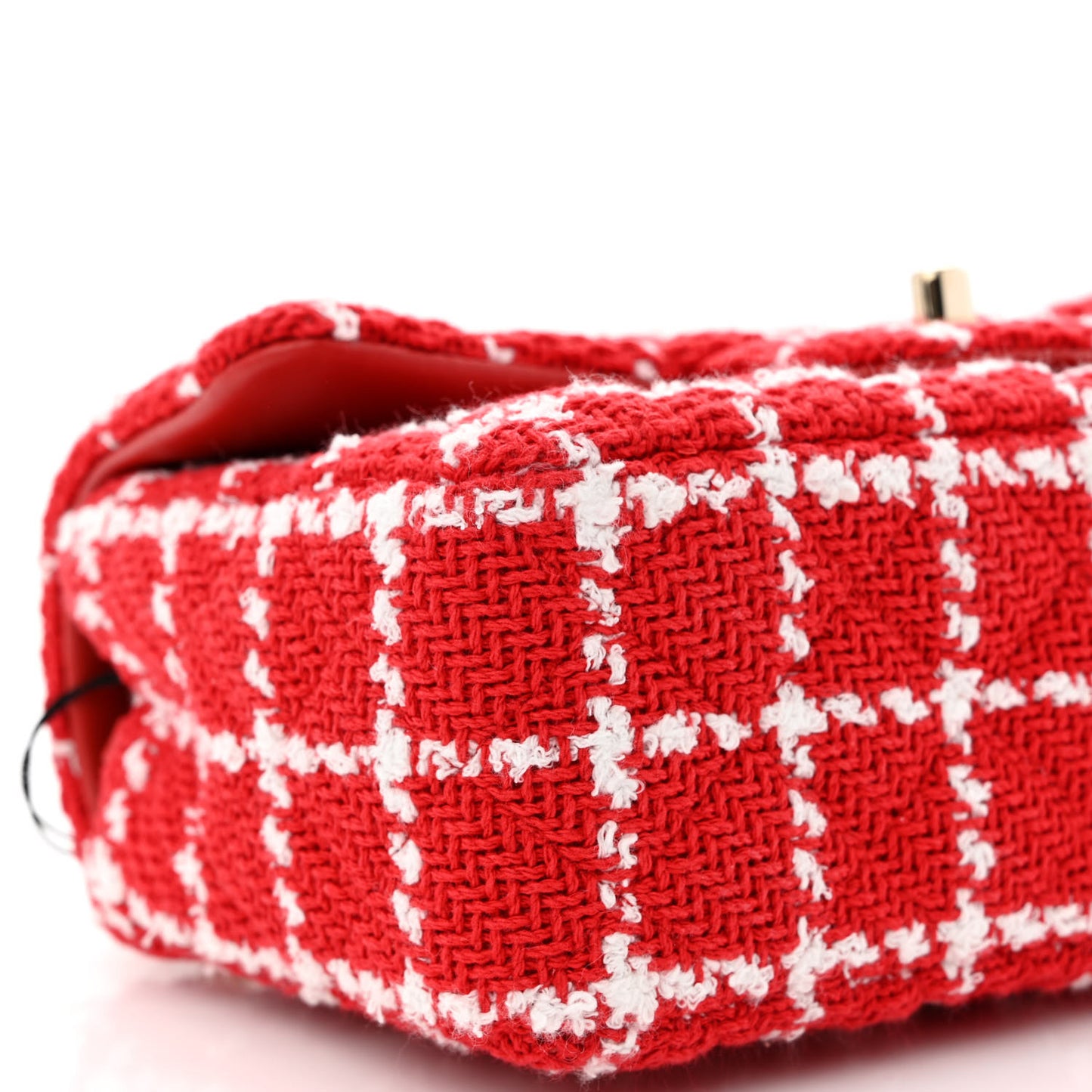 Tweed Quilted Mini Rectangular Flap White Red