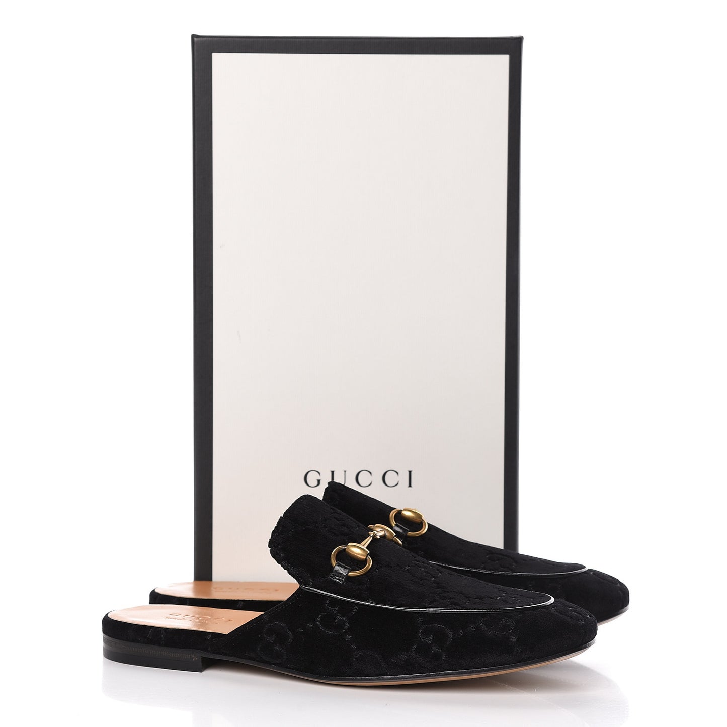 Velvet GG Monogram Mens Princetown Slippers 9 Black