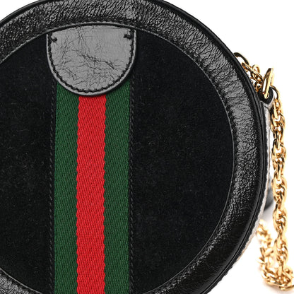 Gucci Suede Patent Web Mini Ophidia Round Shoulder Bag Black 11 of 12
