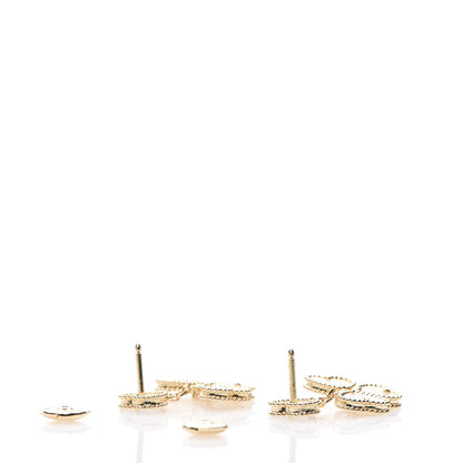 Van Cleef & Arpels 18K Yellow Gold Diamond Mother of Pearl Effeuillage Sweet Alhambra Heart Earrings 3 of 5