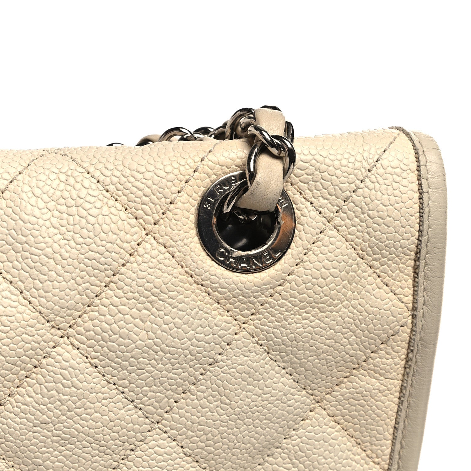 Chanel Caviar Quilted Medium French Riviera Flap White 11 of 12