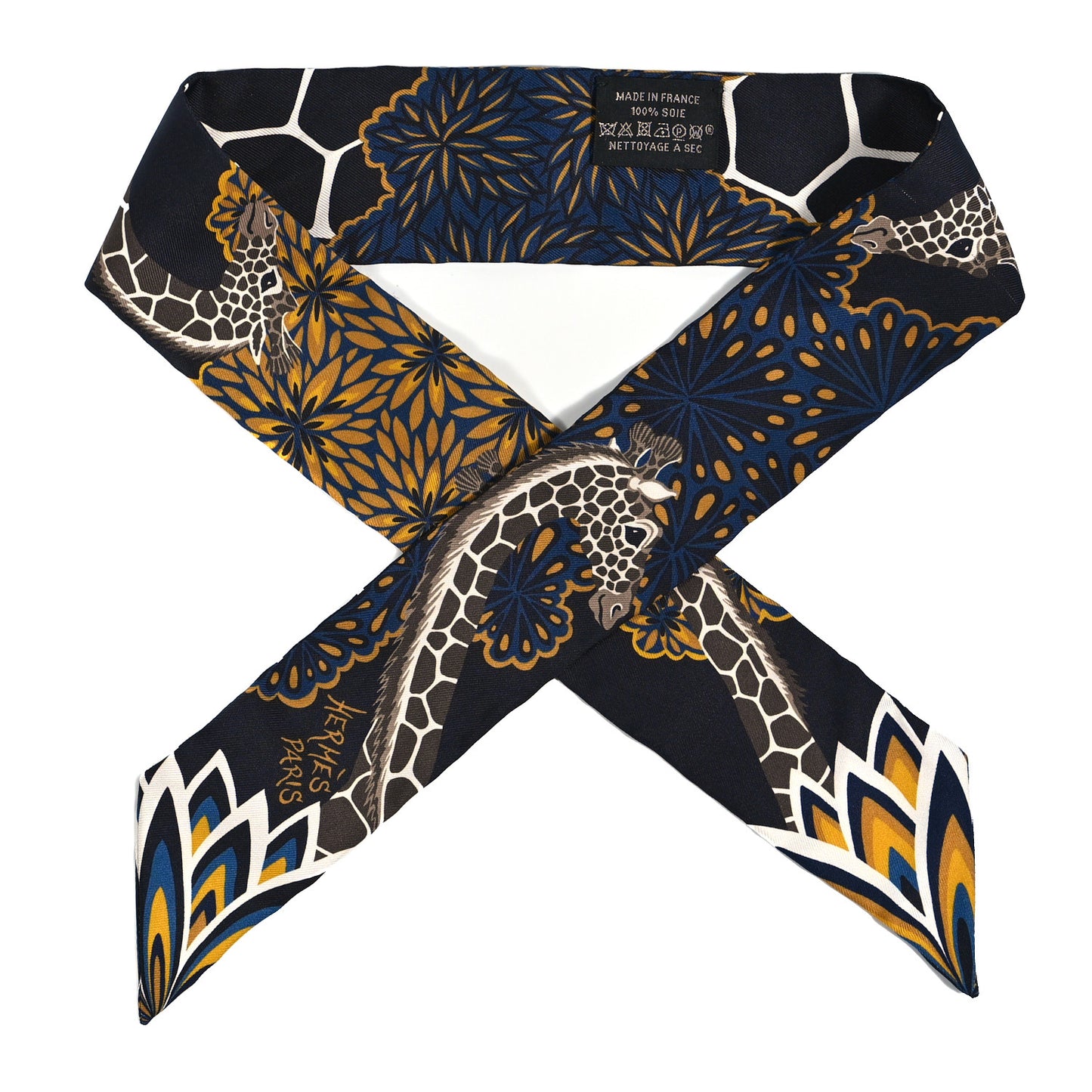 Silk Three Graces Twilly Black Gold Taupe