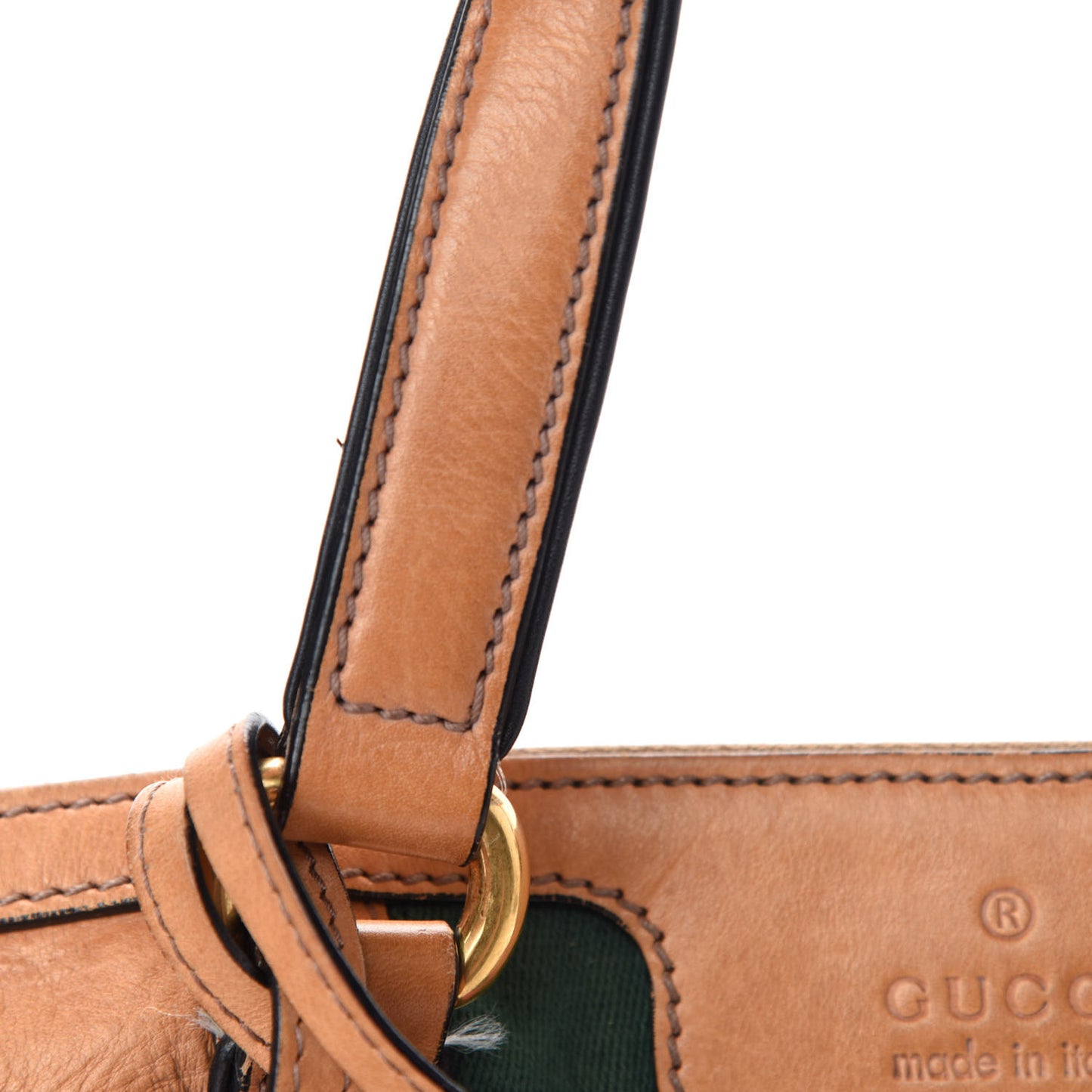 Calfskin Web Medium Rania Top Handle Bag Khaki