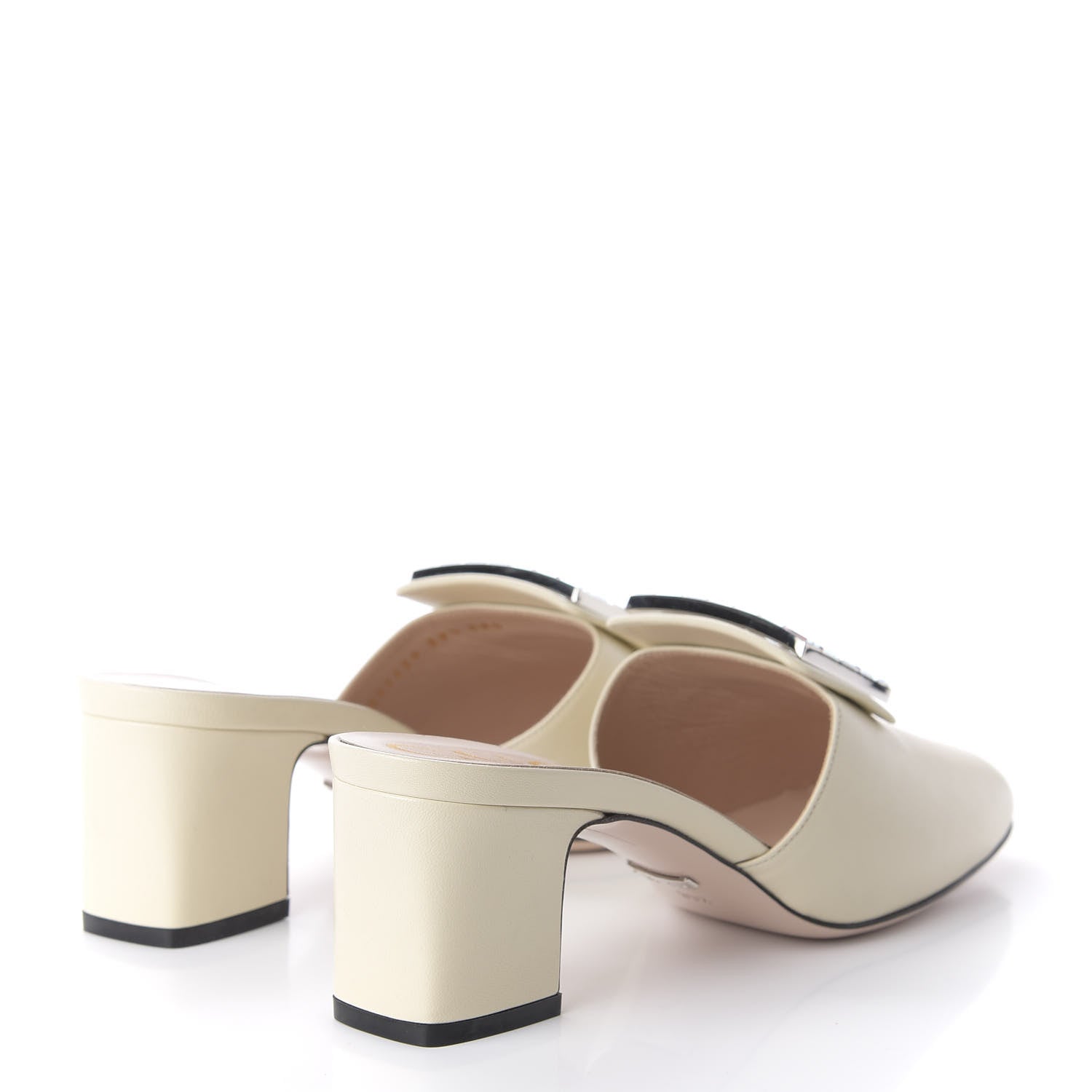 Gucci Malaga Kid Crystal Square G Madelyn Mules 39.5 Vintage White 4 of 9