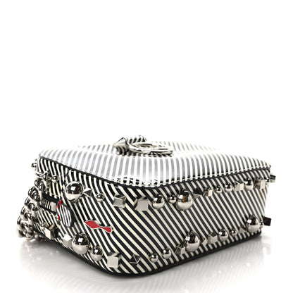 Christian Louboutin Patent Striped Spikes Mini Rubylou Crossbody Black White 4 of 8