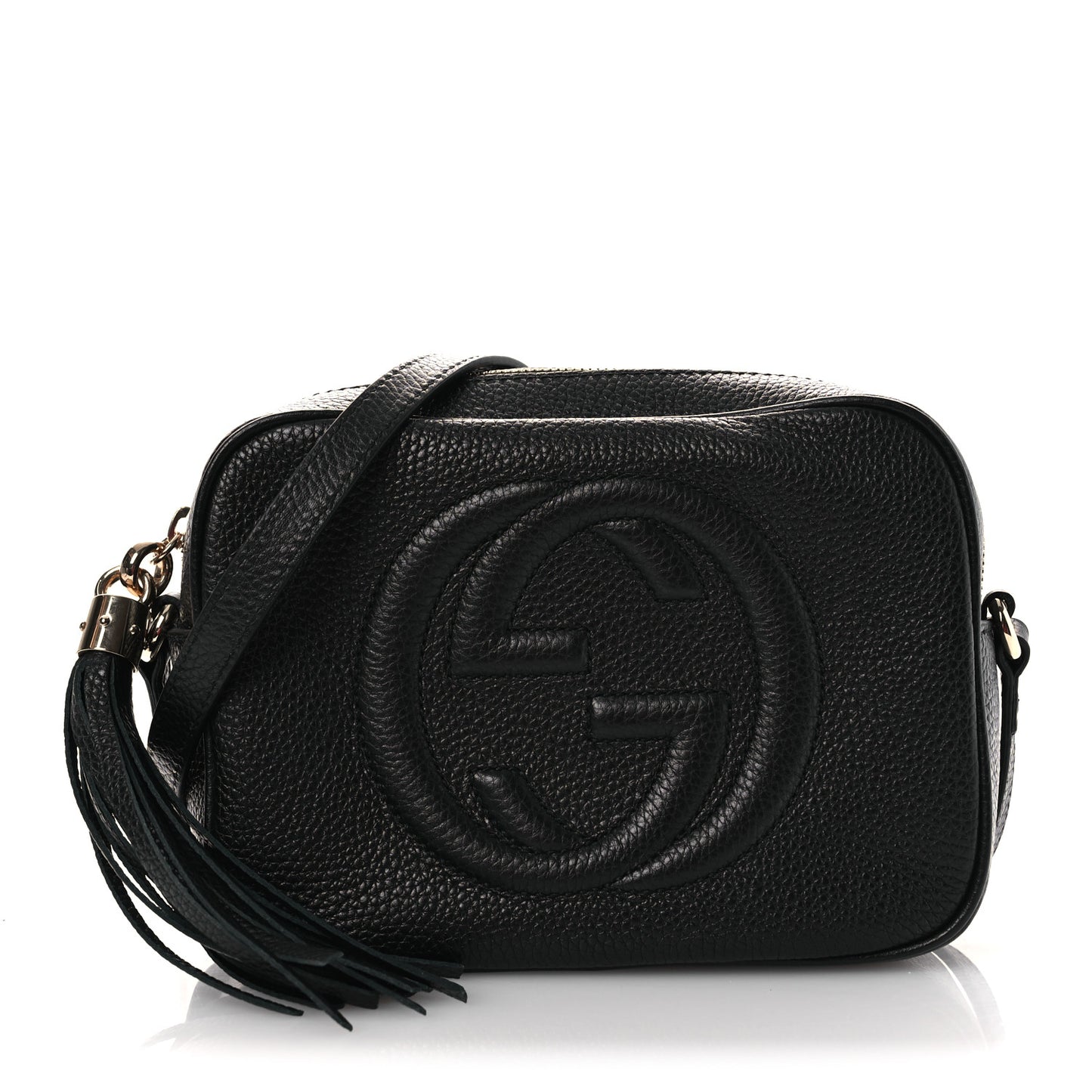 Pebbled Calfskin Small Soho Disco Bag Black