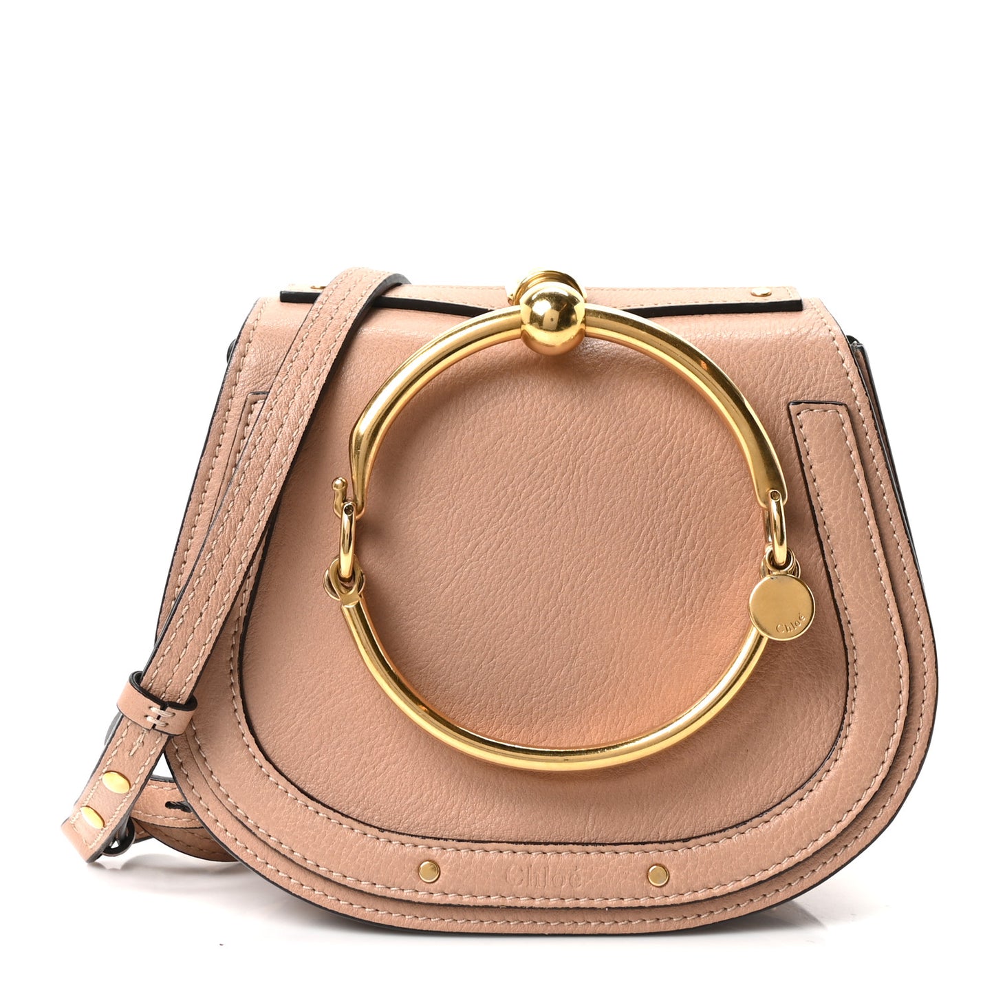 Calfskin Suede Small Nile Bracelet Bag Biscotti Beige