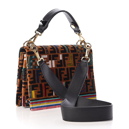 Fendi Velvet Vitello Dolce Fun Fair Kan I Shoulder Bag Tobacco Multicolor Black 3 of 12