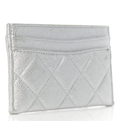 Chanel Metallic Lambskin Quilted Card Holder Silver 3 of 12