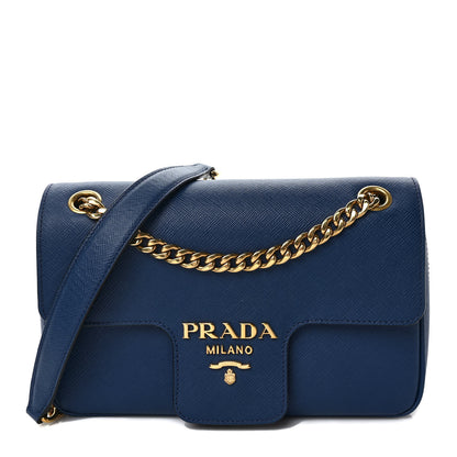Prada Saffiano Flap Shoulder Bag Bluette 1 of 9