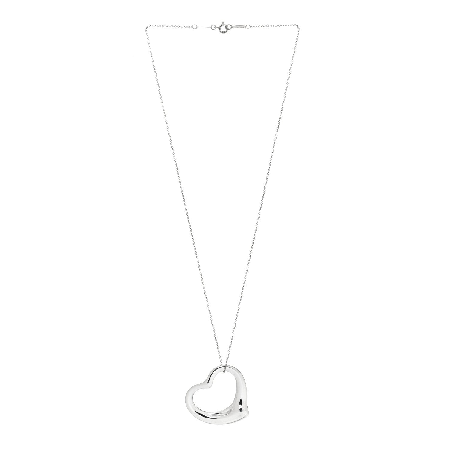 Tiffany Sterling Silver 36mm Elsa Peretti Open Heart Pendant Necklace 2 of 5