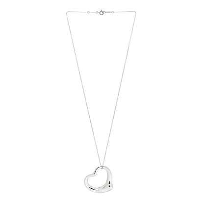 Tiffany Sterling Silver 36mm Elsa Peretti Open Heart Pendant Necklace 2 of 5