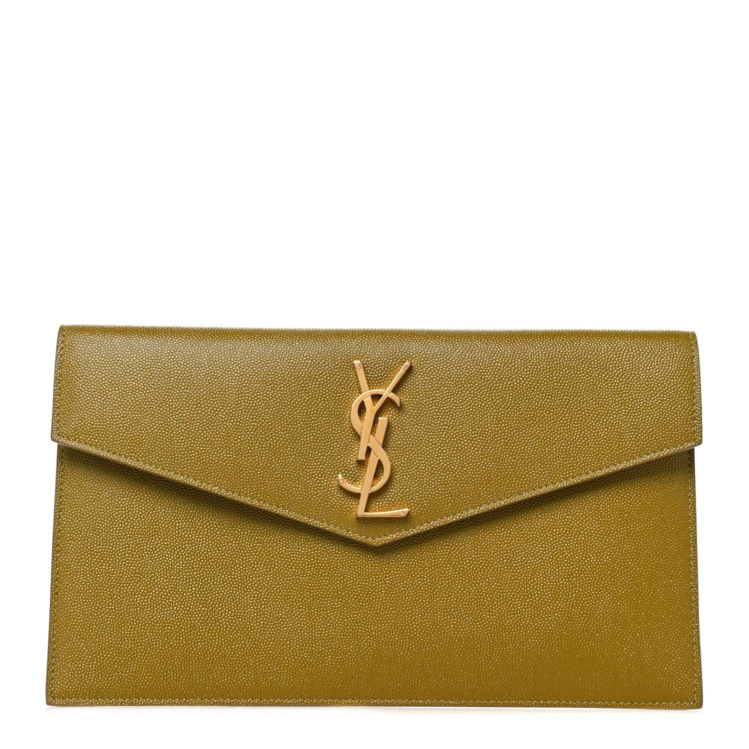 Saint Laurent Grain De Poudre Uptown Pouch Olive 1 of 8