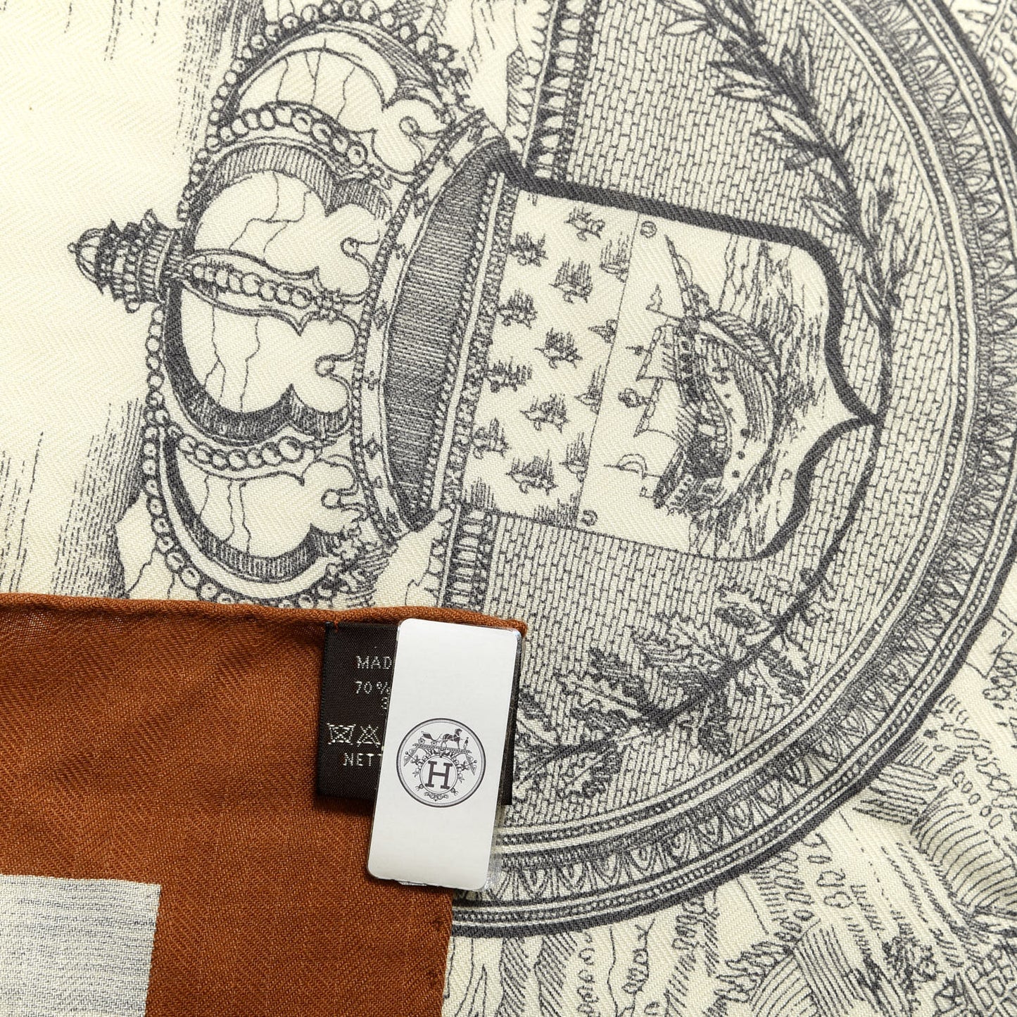 Cashmere Silk La Cite Cavaliere Shawl 140 Caramel White Anthracite