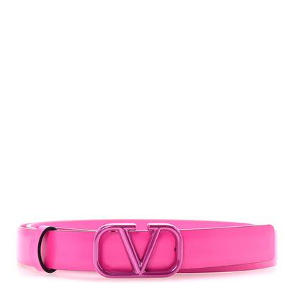 Valentino Garavani Calfskin VLogo 20mm Belt 85 34 Pink PP 1 of 6