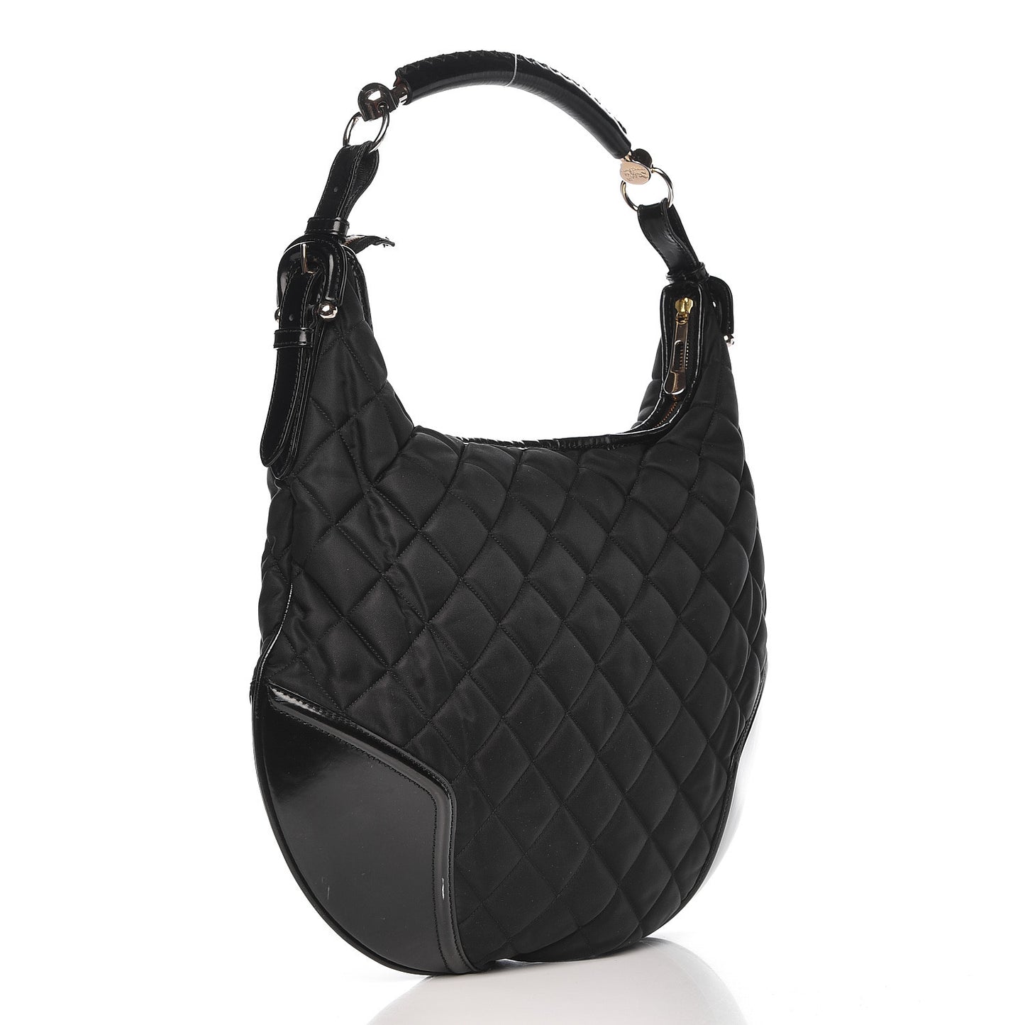 Nylon Calfskin Quilted Hoxton Hobo Black