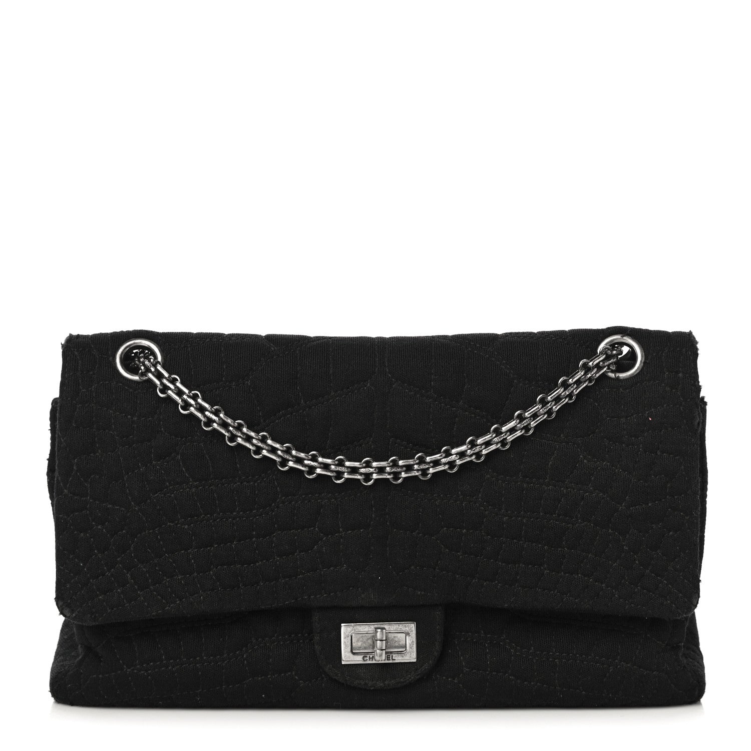 Chanel Jersey Coco's Croc 2.55 Reissue 226 Flap Black 2 of 15