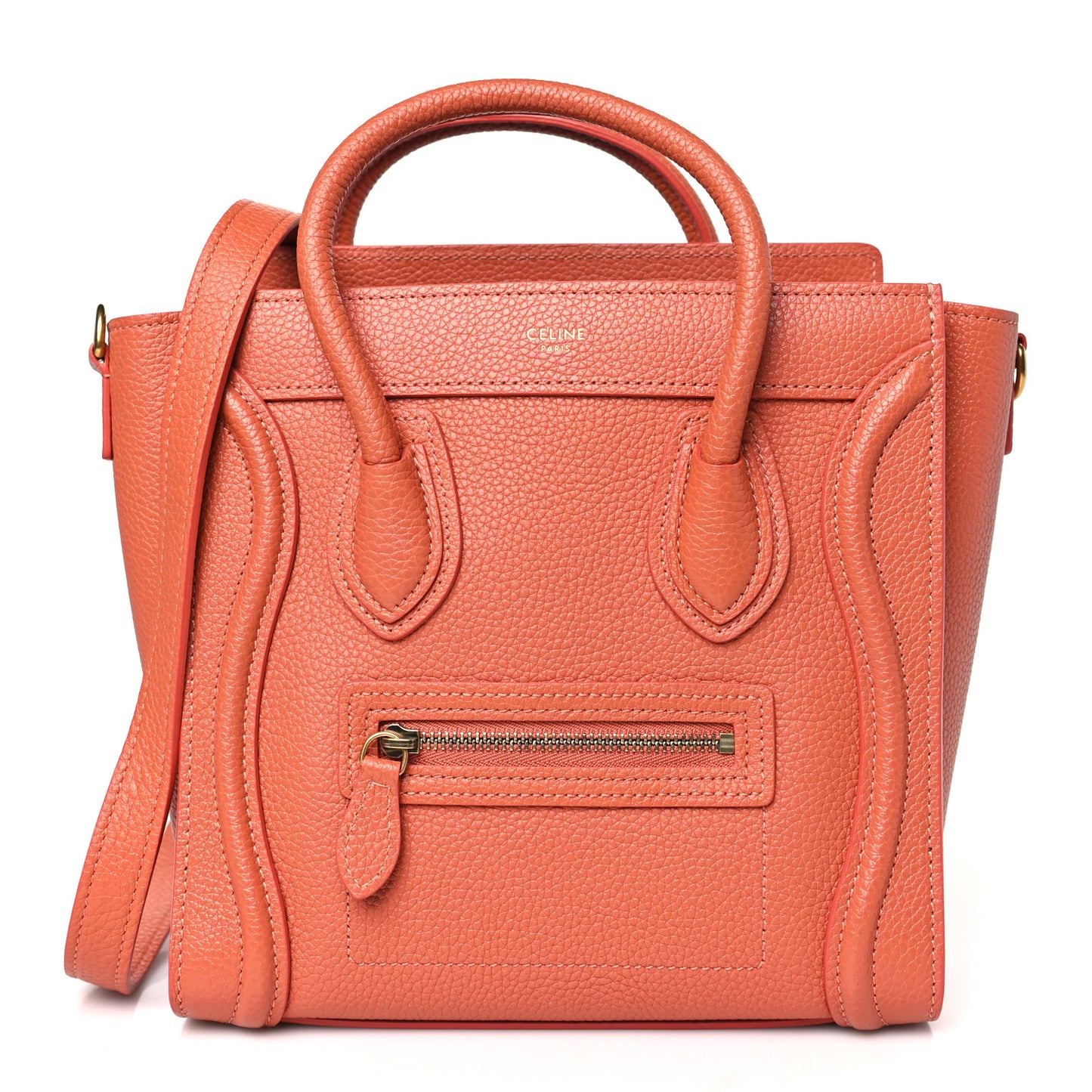 Drummed Calfskin Nano Luggage Lychee